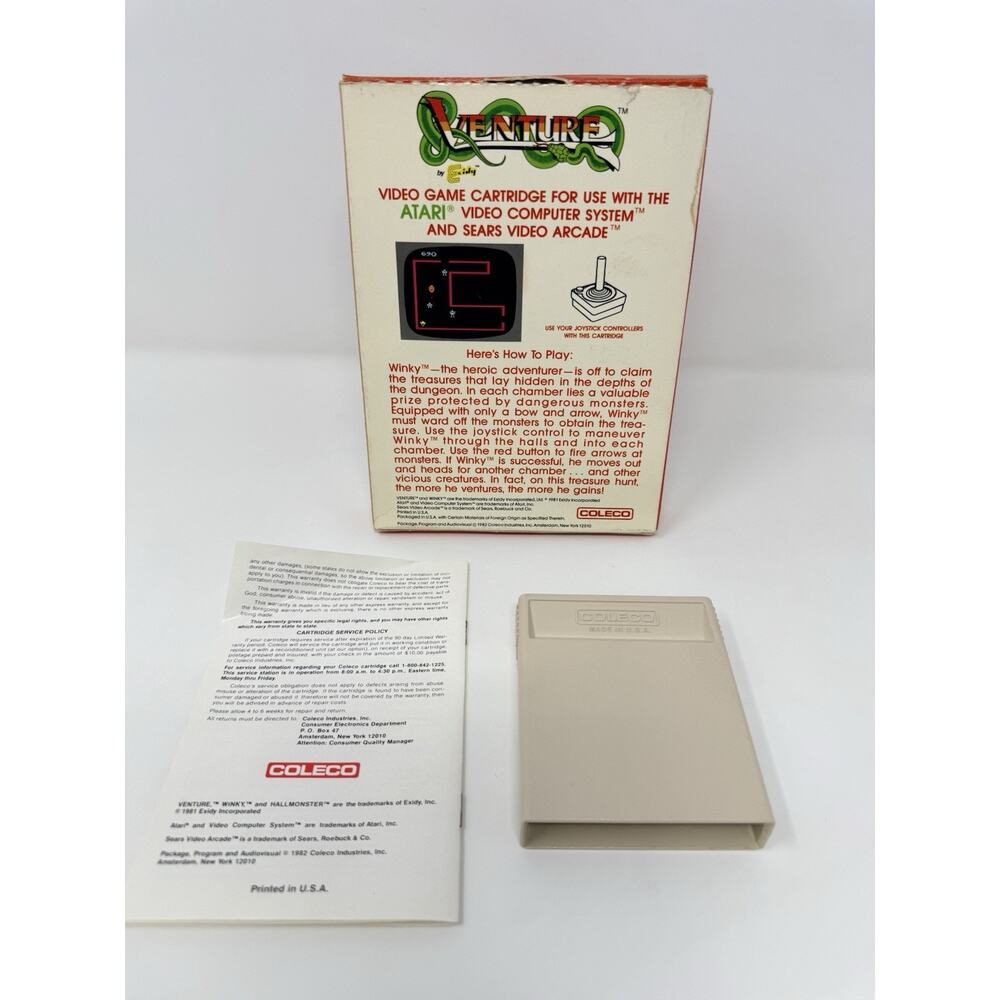 Venture Atari 2600 Coleco 1982 Complete CIB Tested - Picture 2 of 8
